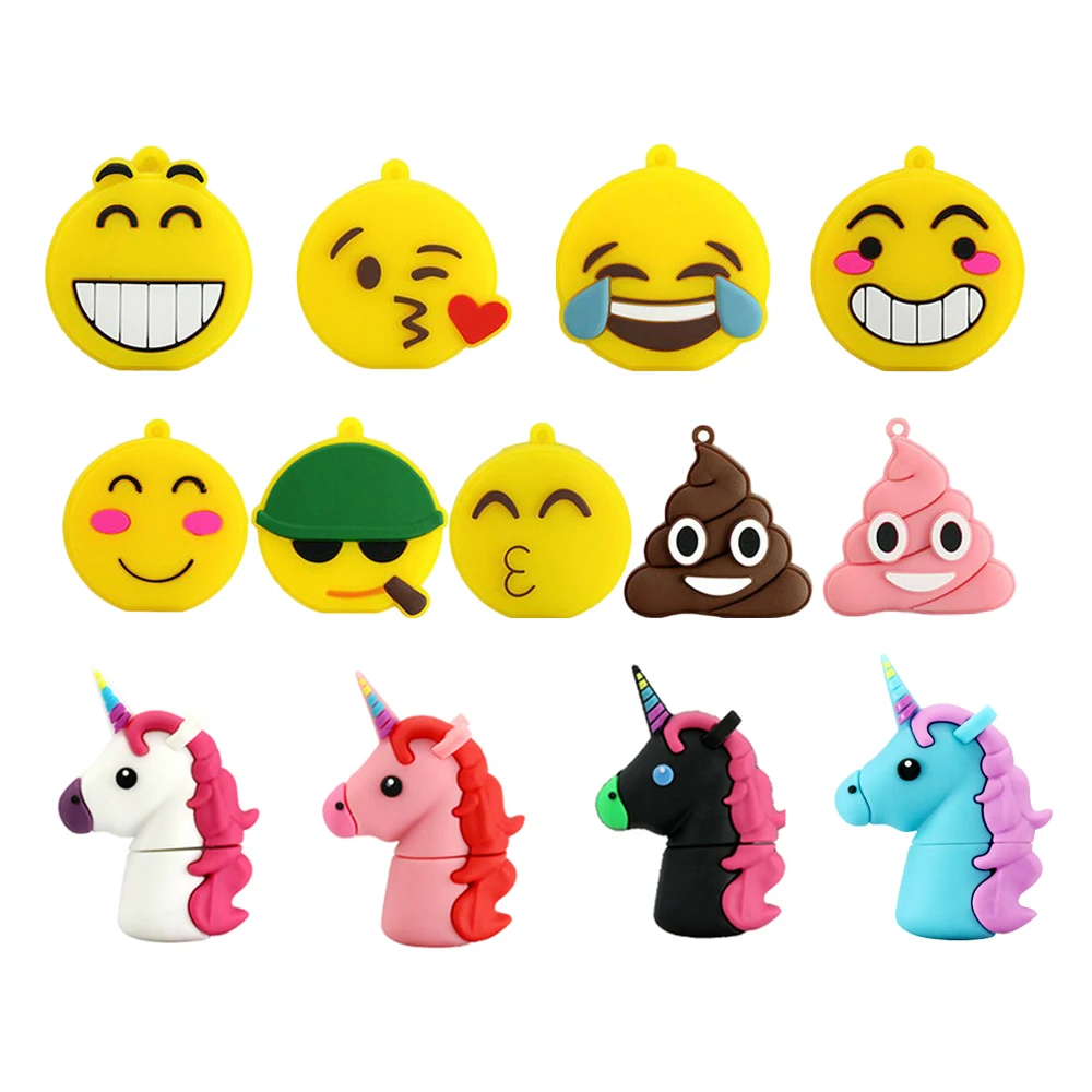 Cartoon Anime Smile Face Emoji Unicorn Custom Rubber Pvc Usb 2.0 3.0 Flash Drive - ANKUX.COM