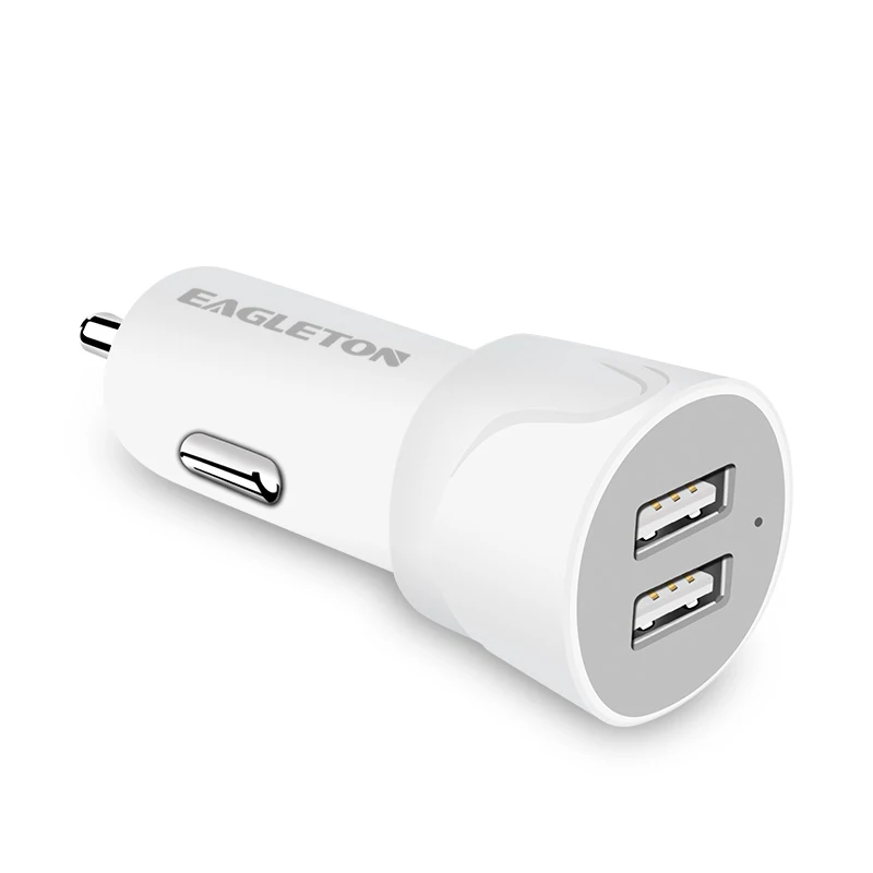 

Factory Customized 2.1A Mobile Phone Accessories Dual Port USB Car Charger, Black white