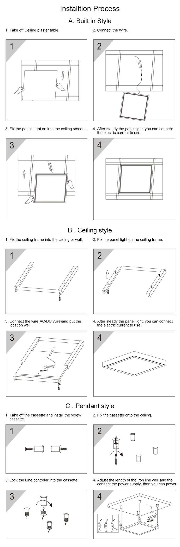 40w led panel lightdimming suspended,recessed surface mounted available