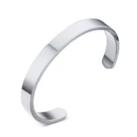 

RINNTIN OTB301 Men Jewelry 8mm width Opened Bracelet Stainless Steel Bangle