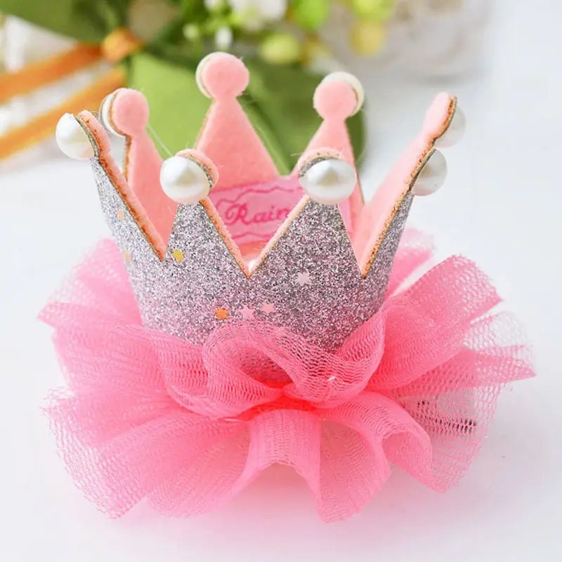 

2017 Lovely Cute Girls Crown Princess Hair Clip Lace Pearl Shiny Star Headband Hairpins Hair Accessories the cheapest products, As picture show