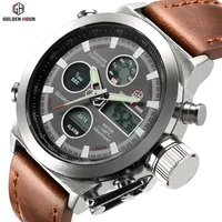 

GOLDEN HOUR watch multifunction waterproof branded men smart digital watches quartz luxury wristwatch