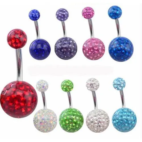 

Epoxy Crystal Ball double gem navel rings, As your requirement from color chat