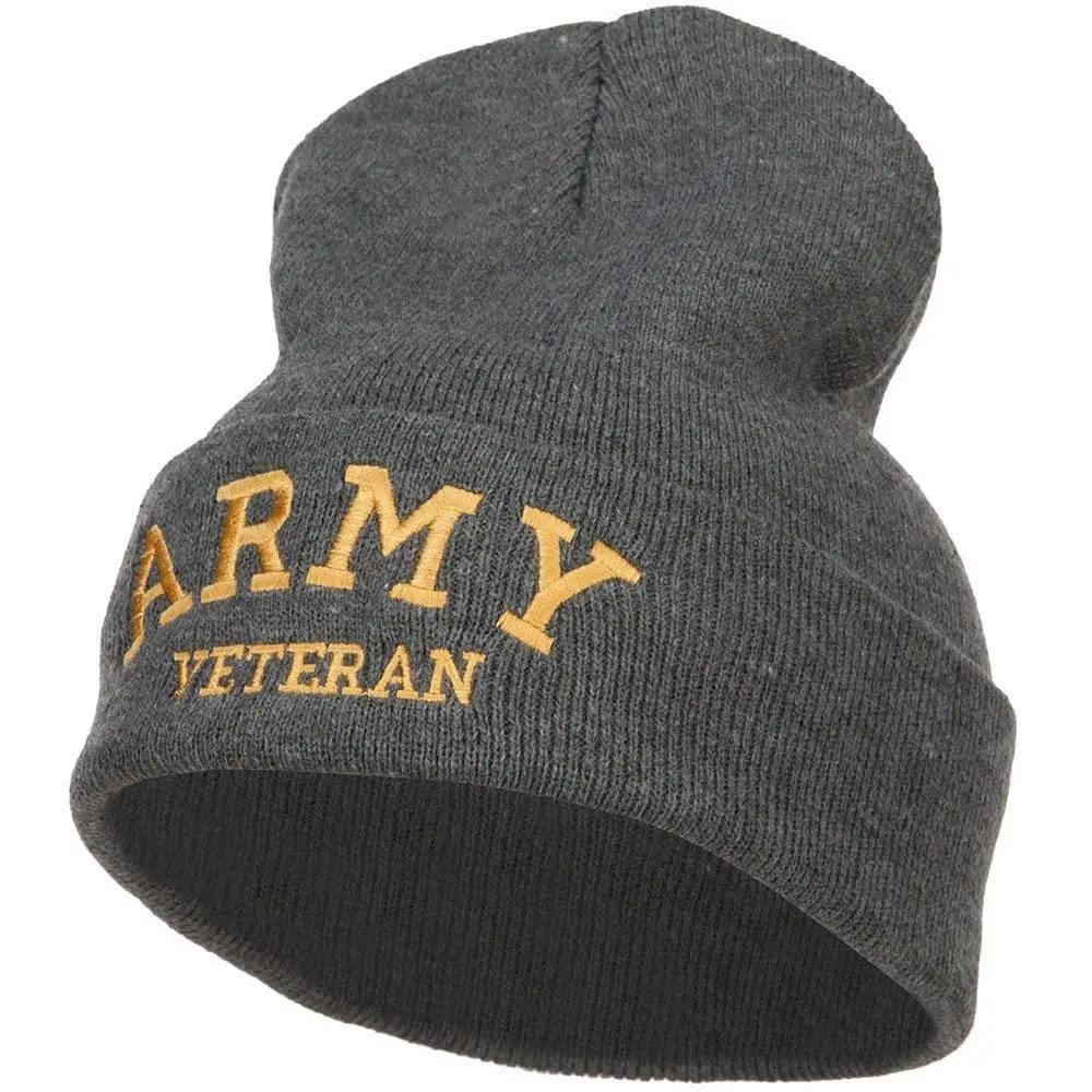 E4hats Army Veteran Letters Embroidered Long Beanie