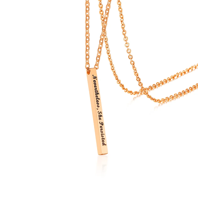 

Women Customized Engraving Logo Bar Pendant Necklace 316L Stainless Steel Jewelry, Silver/gold/rose gold