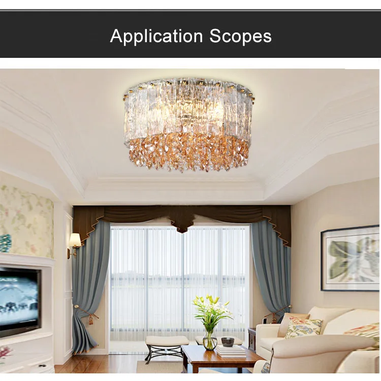 Simple creative crystal ceiling lamp living room bedroom decoration circular ceiling lamp