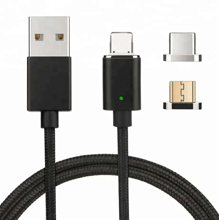 

Both Front And Back Side Charging And Data Nylon Braided 3In1 Magnetic Usb Cable, Black;red;rose;gold;silver