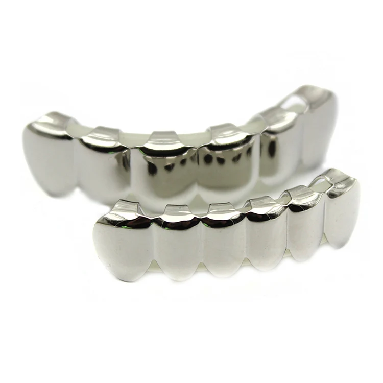 

Silver Color Top&Bottom Dental Grillz Hip Hop Teeth Grills Set