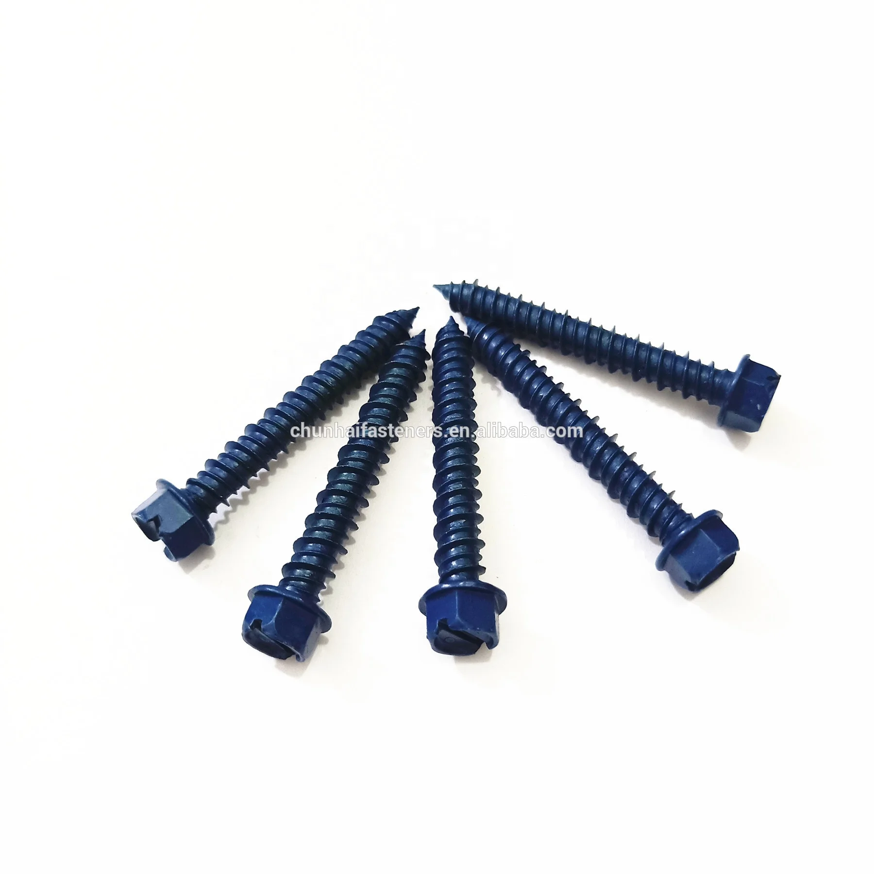 
farmer head hex slotted self tapping screws blue ruspert 1000hrs china screws factory with EPDM washers 