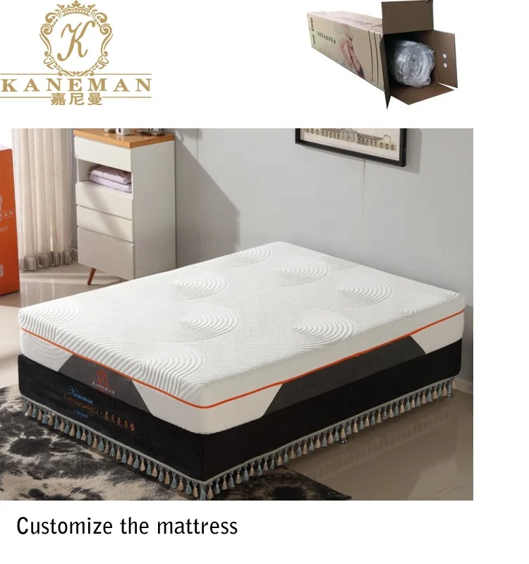 

Factory Direct compress roll packing latex visco gel memory foam mattress in a box, Customized color
