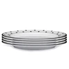 11Inches Black Dots BPA-Free and Light weight Melamine Dinner Plate, Set of 4, Black, White Dishes