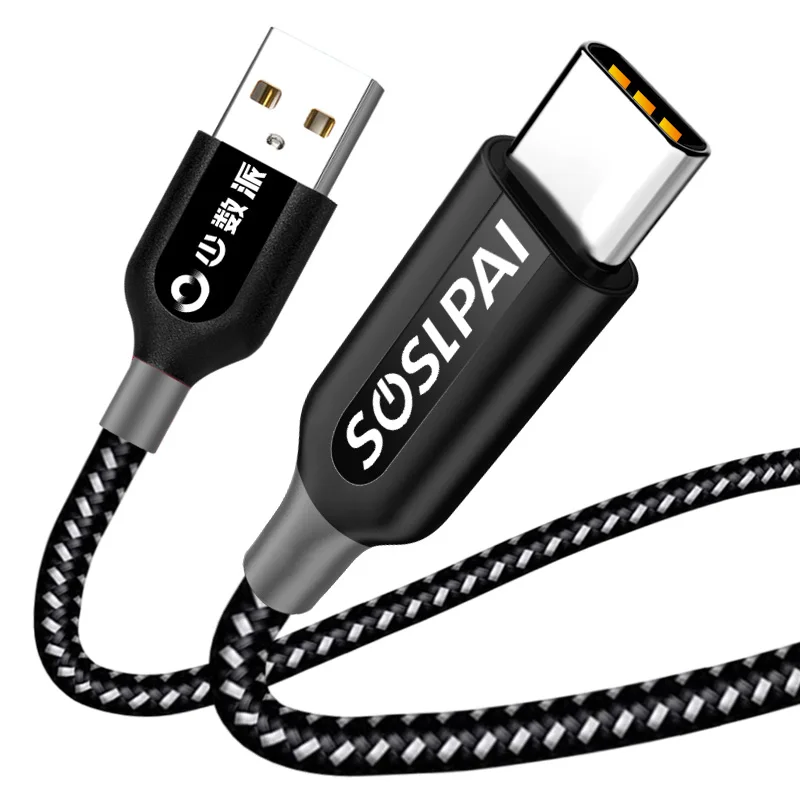 

SOSLPAI wholesale usb-c charge cable nylon braided usb type c charge cable for android