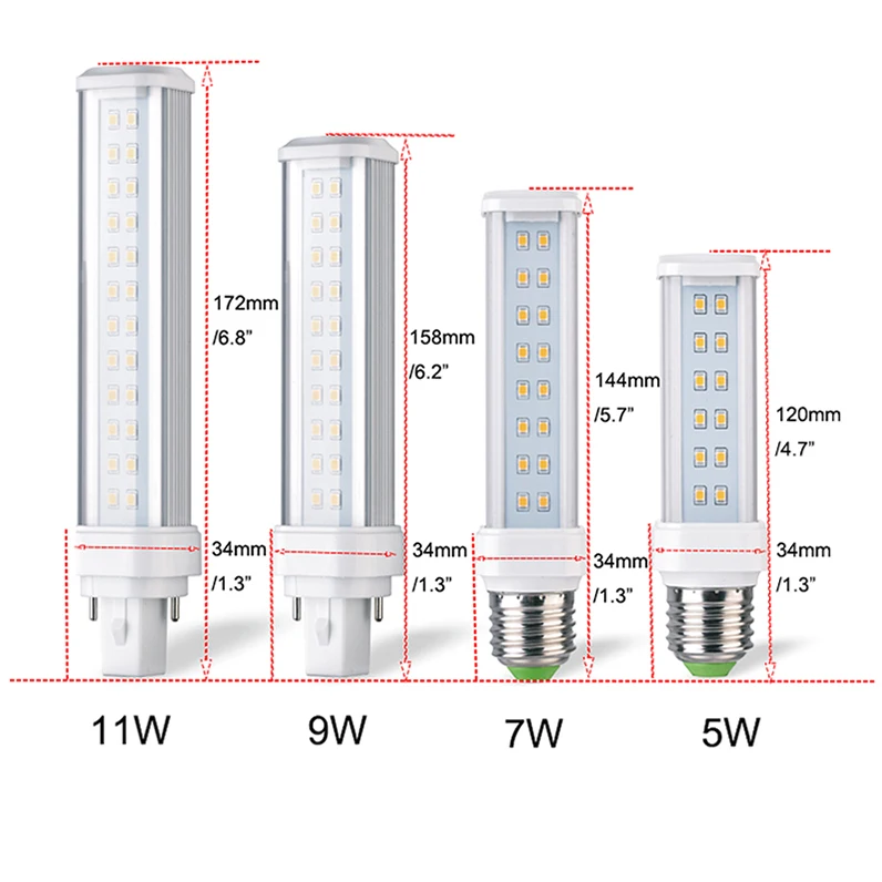 
11W B22 80-300V CE Rohs LED PL Bulb Long Lifespan CFL Replace 2U Fluorescent LED Plug-in light lamp 