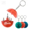 Logo printed cheap promotional round shape hand screwdriver tool kit with keychain