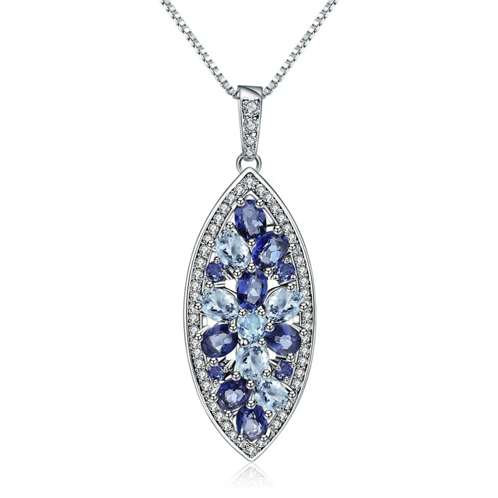 

A3256 Abiding natural fashion mix blue topaz mystic quartz gemstone 925 sterling silver pendant necklace for women