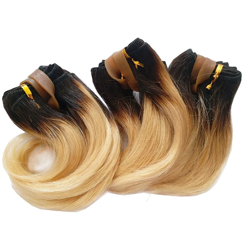 

Best Selling Short Wavy Human Hair Extension Virgin Brazilian Ombre Color Hair Products for Black Women, Blonde and black ombre color