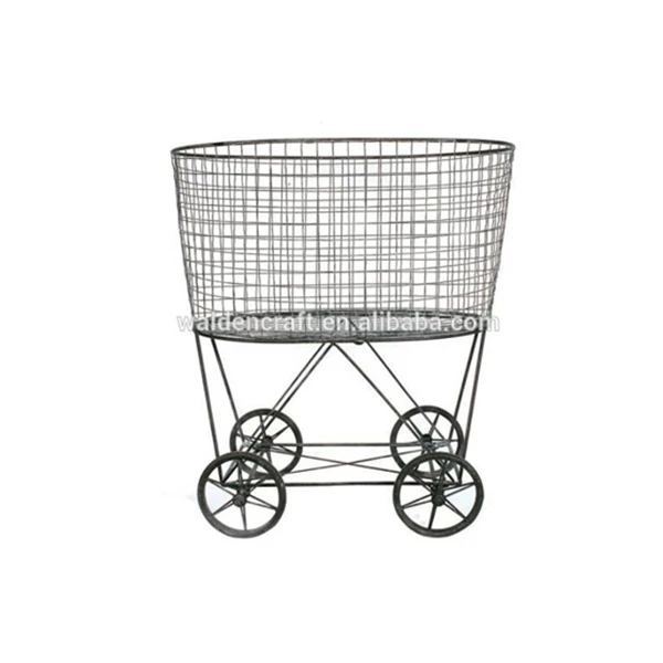 metal vintage laundry basket with wheels