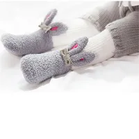 

2020 New Winter Thick Coral Fleece Baby Girls Boys Socks Cute 3D Rabbit Ears Toddler Socks With Bow