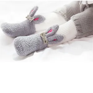 2020 New Winter Thick Coral Fleece Baby Girls Boys Socks Cute 3D Rabbit Ears Toddler Socks With Bow 2