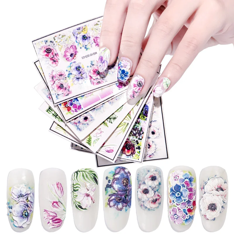 

Flowers 3D Nail Decal Sticker, 6 different designs