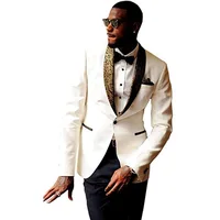 

Newest Groomsmen Tuxedos Groom Shawl Pattern Reverse Male Suits Wedding Best Man Blazer (Jacket + Pants + Tie)