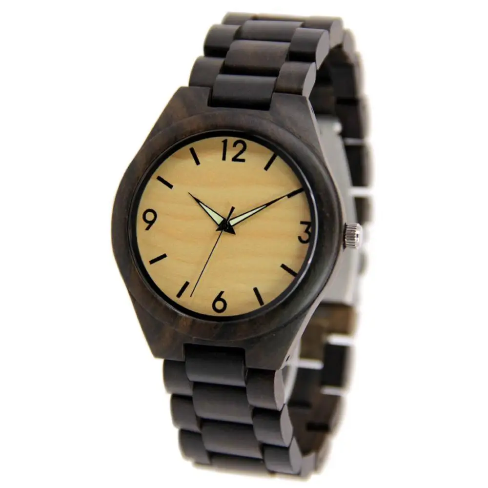 

Factory Directly Selling Low Price and MOQ Black Sandal Wood Watches For Unisex Fashion Luxury Brand Design Wooden Watch