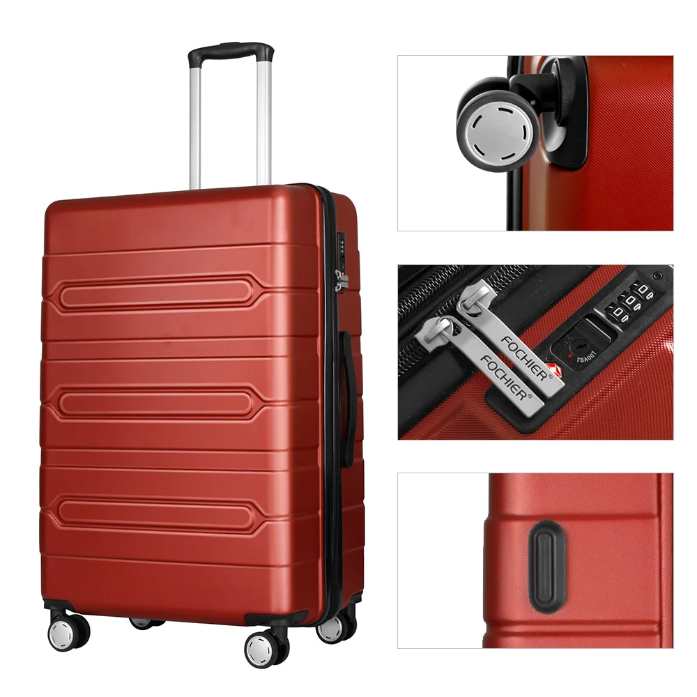 Elegant Red Women Expandable Suitcase Set With TSA Lock