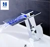 2018 New Design Single handle LED Basin Waterfall Faucet Brass Chrome
