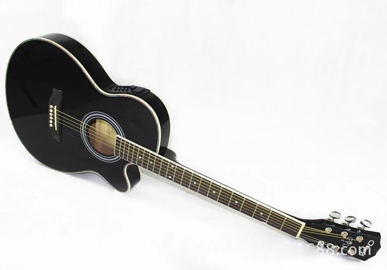 Thin Line 6string Semi Acoustic Electric Guitar Black Wooden Guitar