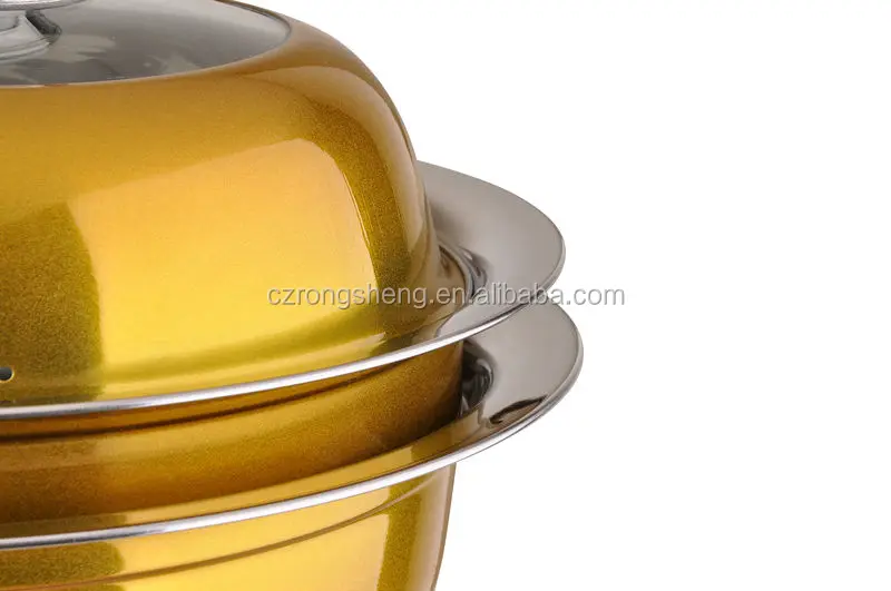 
Hot sale golden colorful stainless steel food steamer the flying saucer pot with lid 