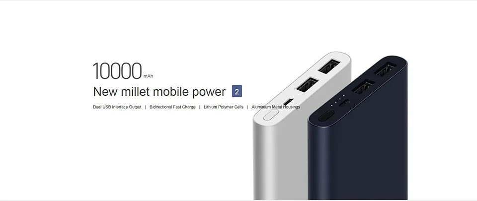 Original Xiaomi Mobile power bank 2 10000mah global versionQuick Charge 2.0 Portable Charger with Micro USB Input - ANKUX.COM