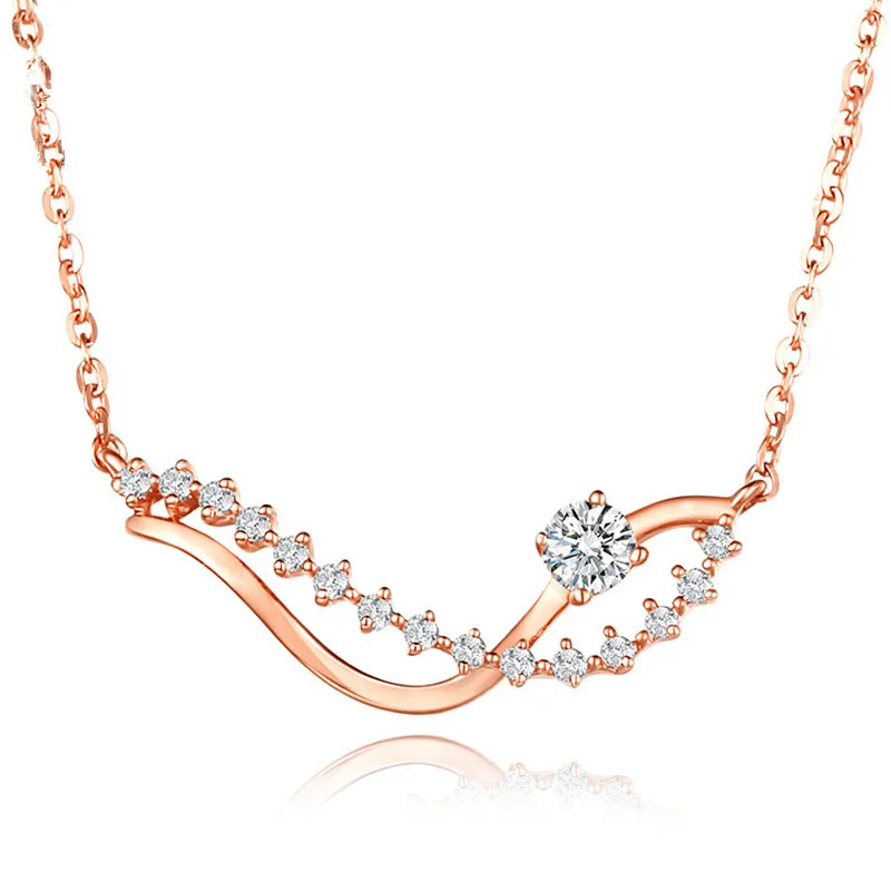 

ATHENAA Women Fashion 925 Sterling Silver Rose Gold Pendant Necklace Zirconia Jewelry Manufactured In China joyas de plata