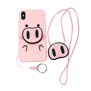 Huawei & Honor Soft TPU Pig Nose Phone Case Strap