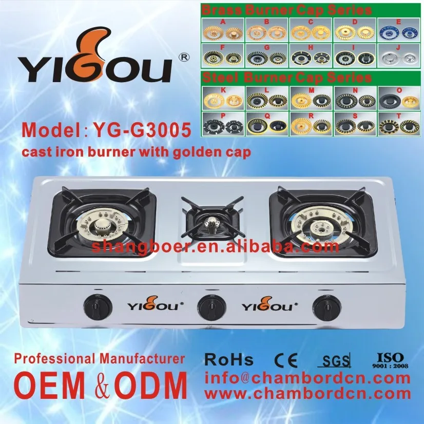 
YG-G3005 3 burner table top gas stove/stainless steel gas stove/gas stove accessories 