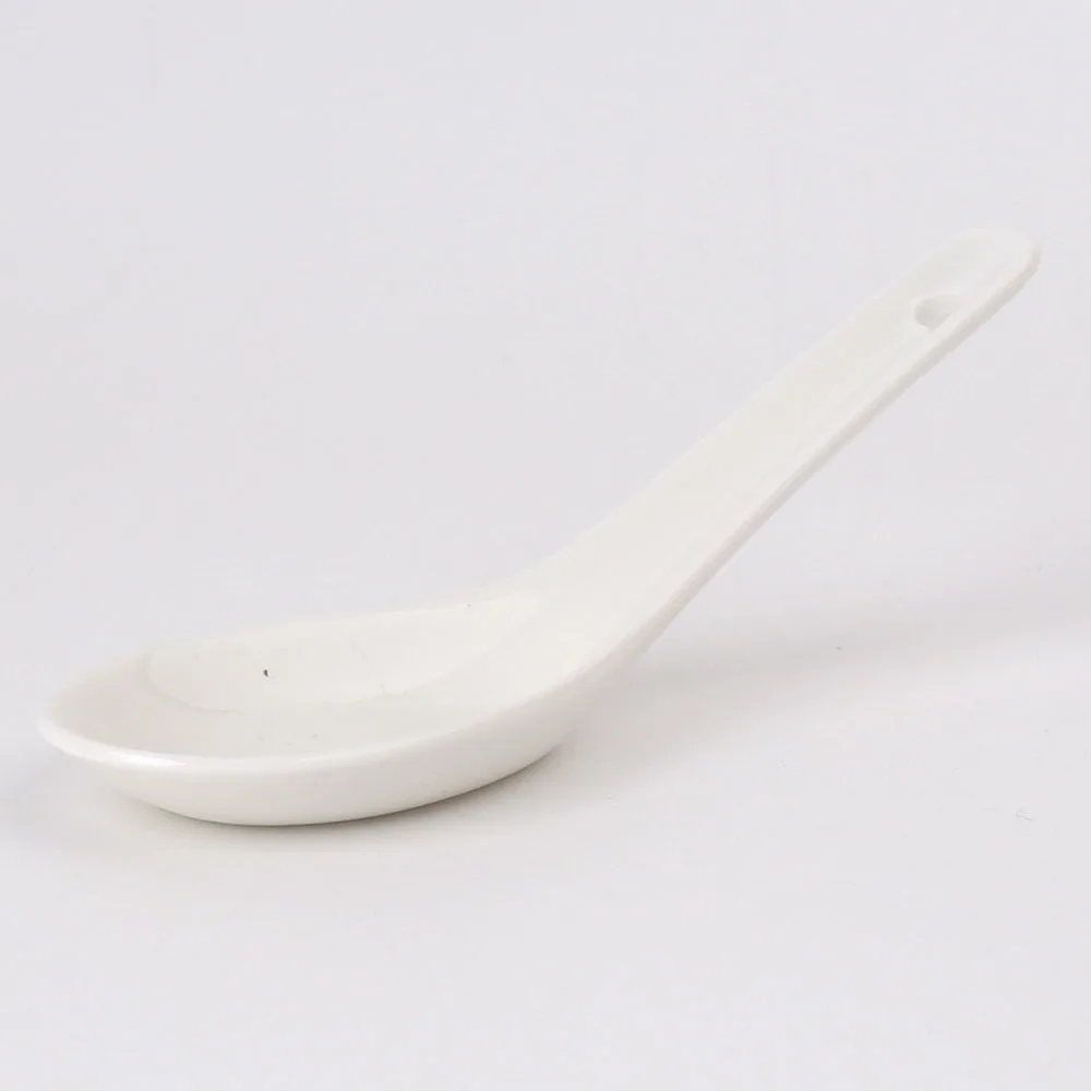 

12.8cm White Color Glazed Ceramic Porcelain Personalized Soup Service Spoon