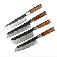 

4 Pcs Handmade Kitchen Knife Set High carbon Steel Chef Santoku Nakiri Kiritsuke Knives ECO Friendly Pro Cooking Tools