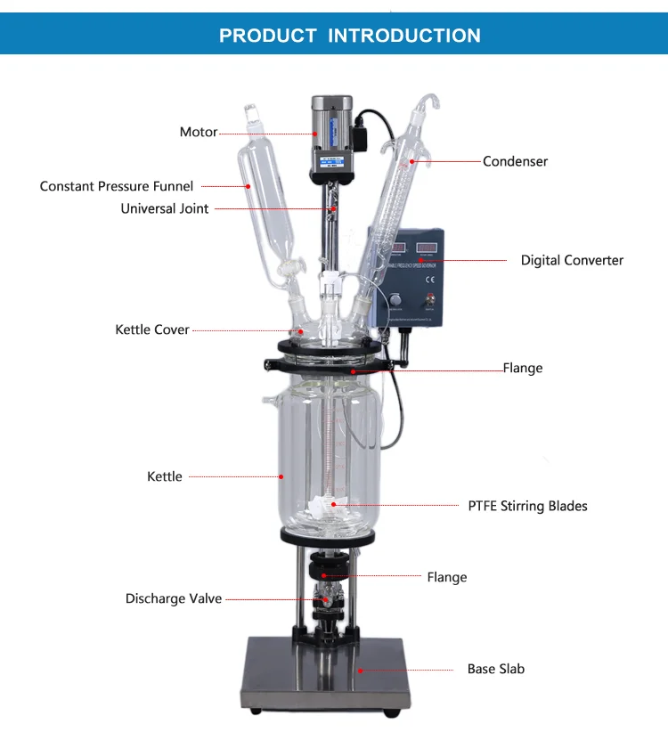 Stirring Crystallization Chemical Glass Reactor