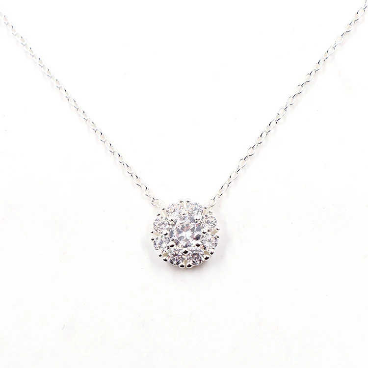 

Fashion Women Jewelry Simple Zircon 925 Sterling Silver Necklace, Rhodium plated