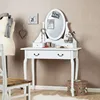 White Queen Anne Style Console Hall Table Side End Dresser Desk Vanity Table with Mirror