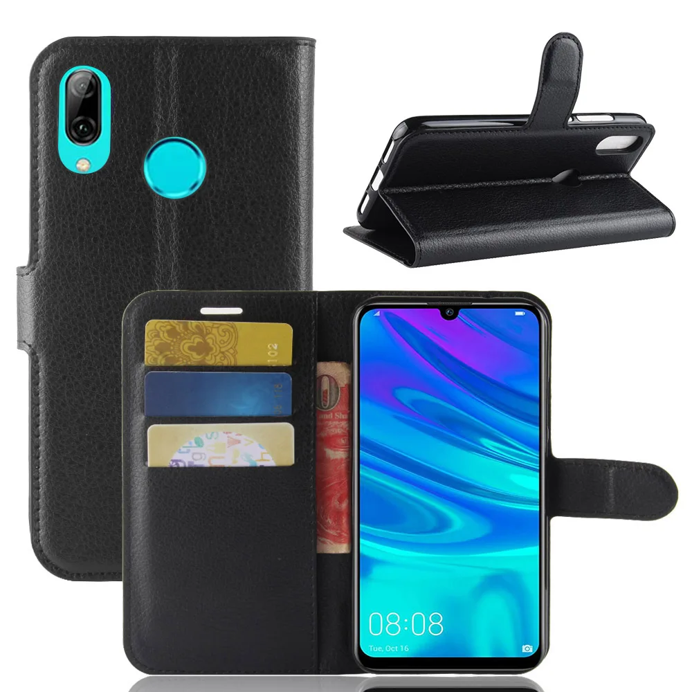 

9 Colors Litchi PU Card Holder Wallet Flip Leather Case For Huawei Y7 2019/Y7 Pro 2019, Black,blue, pink, red,green,white,brown,rose,purple