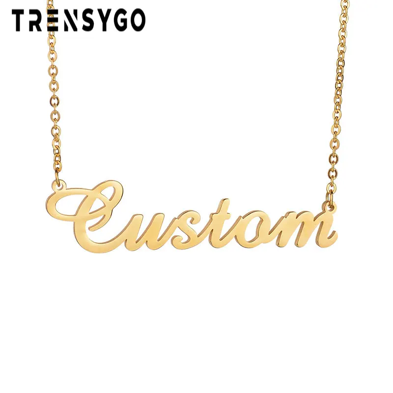 

Stainless Steel Custom Names Plate Necklace Personalized 18k Gold Plated 2019 Necklace Jewelry CY225, Picture