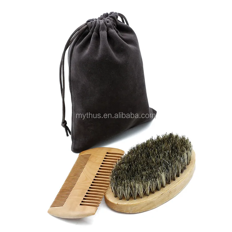 Oem Private Label Mens Face Hair Growth Boar Bristle Wooden Beard