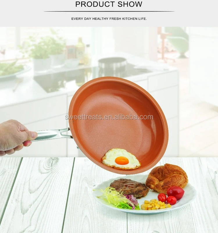 Non-stick Copper Frying Pan with Ceramic Coating and Induction cooking Oven Safe