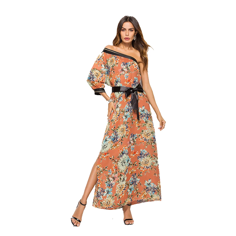 

New Design One Shoulder Sexy Chiffon Maxi Dress for Women, N/a