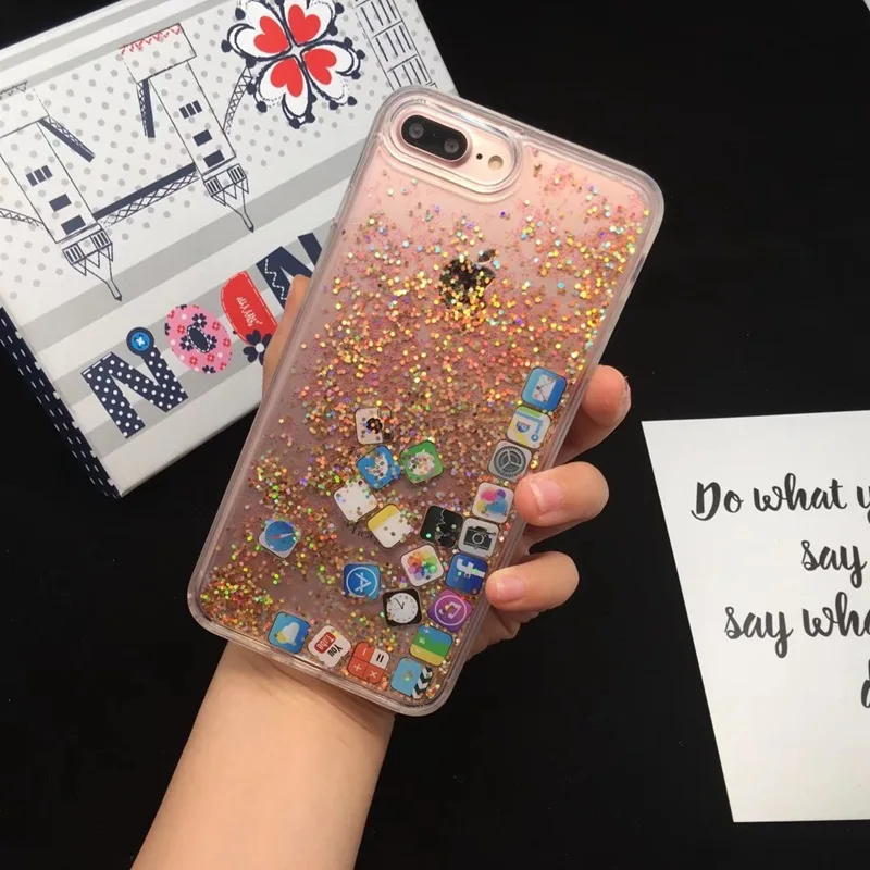 2018 new arrivals luxury fancy liquid glitter hard acrylic mobile phone case for iPhone 6s 7 8 Plus X