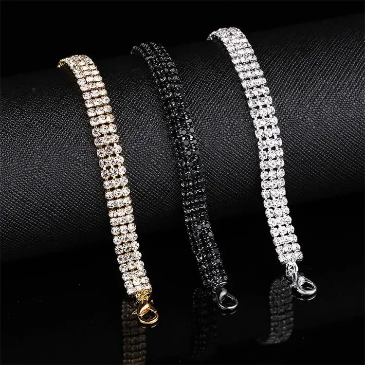 

Quality girl Crystal Rhinestone thin Chain Adjustable Cuff Bangle Bracelet Jewelry