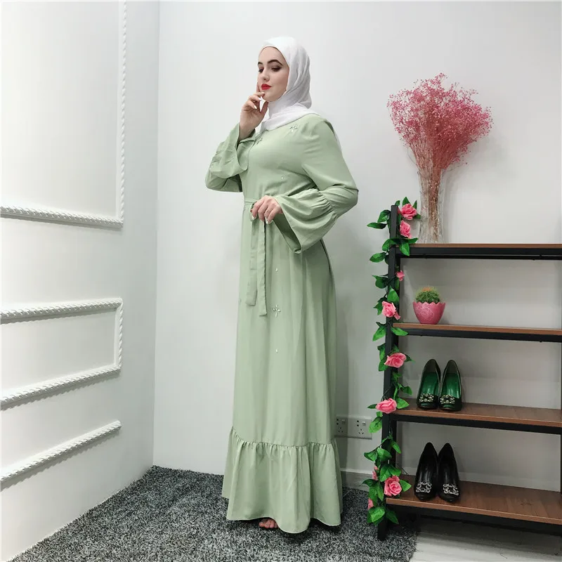 

Latest Design Nide Fabric Muslim Dress, Mint green