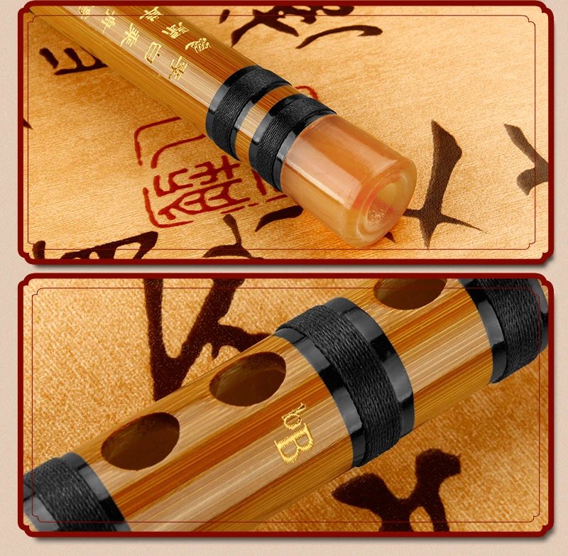 Moonangel Bamboo Flute Cdefg 5 Keys Black Line Chinese Traditional