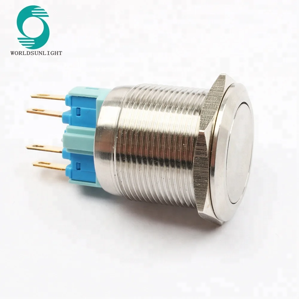XL22N/F11 IP67 22mm 4 pins non-illuminated momentary or latching waterproof metal brass pushbutton push button switch