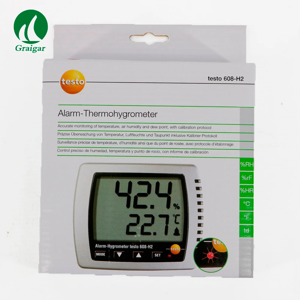 Testo 608-h2数字热湿度计湿度和温度表-10至70c 2至98% Rh - Buy 温湿度计,湿度和温度测量仪器,Testo湿度计  Product on Alibaba.com